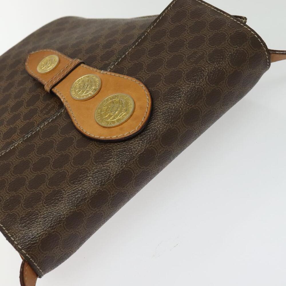 CELINE Macadam Canvas Shoulder Bag Pvc Leather Brown Gold - Picture 6 of 12